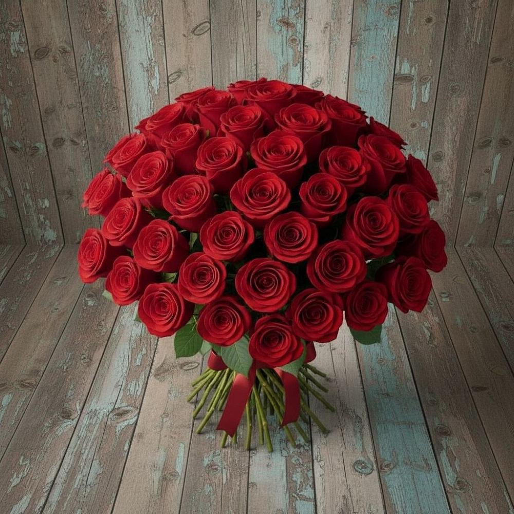 Букет 55 Красных роз Фридом в Подгорном