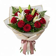 Букет цветов из:  Лилии и Розы #REPLACE_PRED# Подгорном