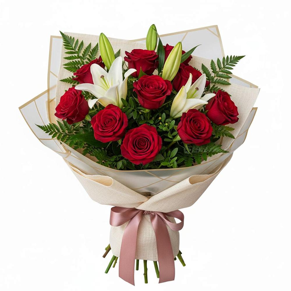 Букет цветов из: Лилии и Розы в Подгорном