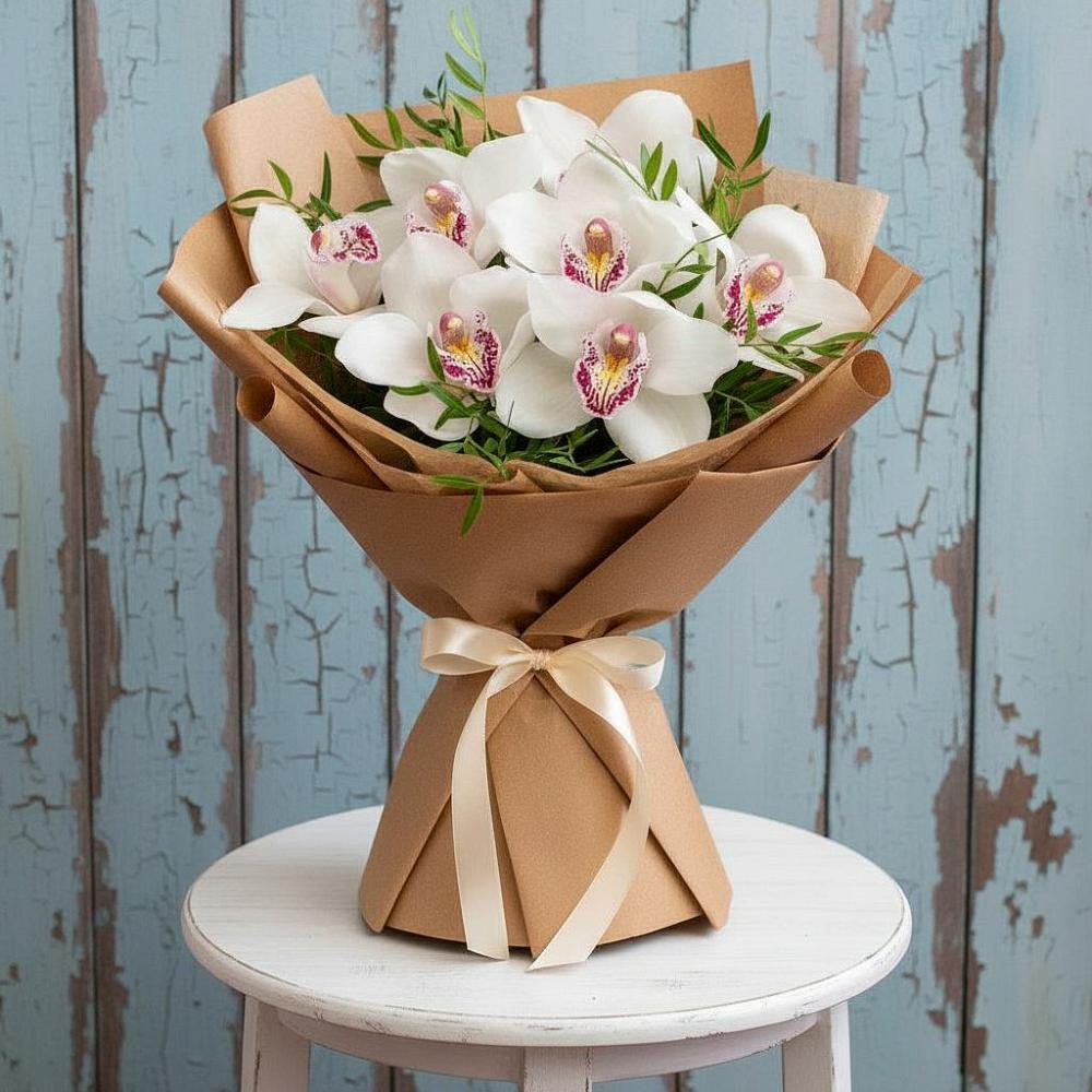 Букет цветов из: Орхидеи и Розы в Подгорном