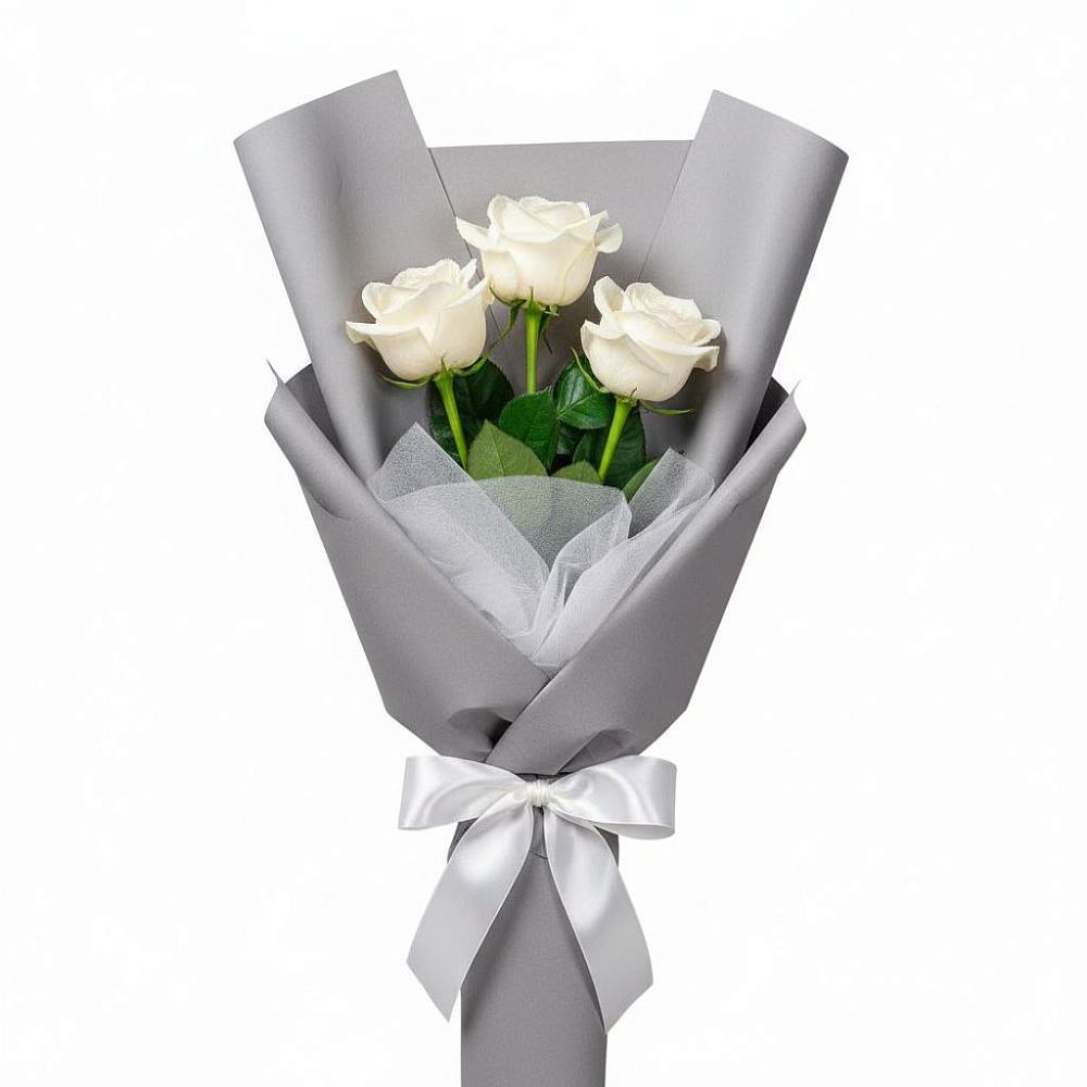 Букет 3 белые розы в Подгорном