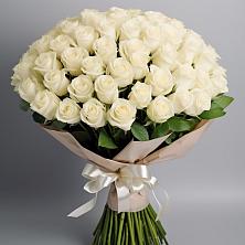 Букет 101 беля роза Белоснежка в Подгорном