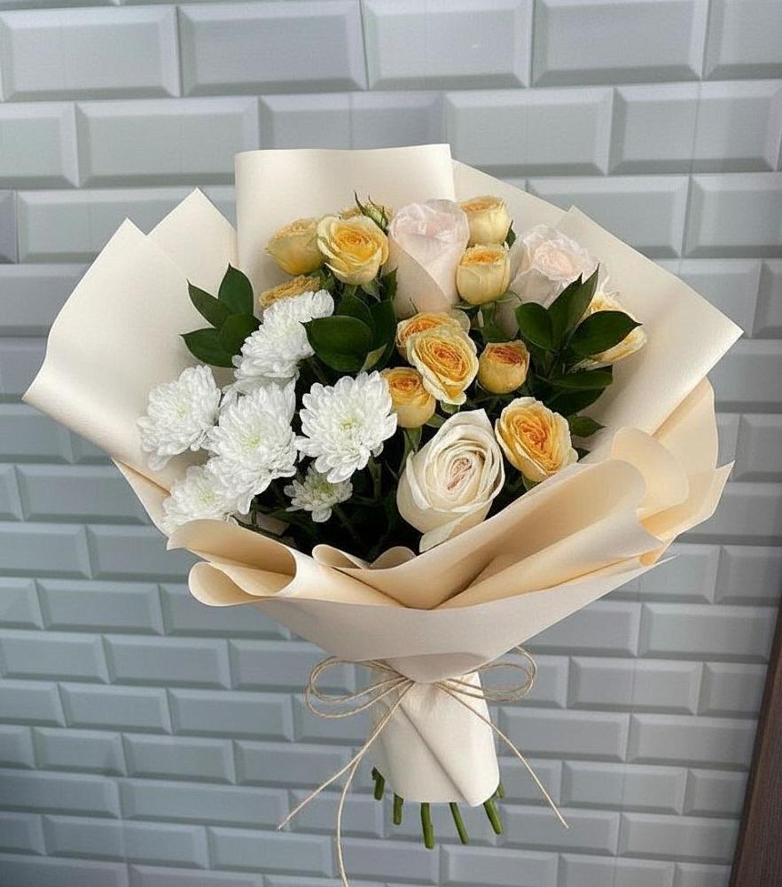 Букет цветов из: Розы и Хризантемы в Подгорном