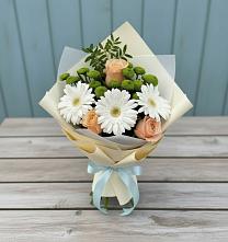 Букет цветов из:  Герберы, Розы и Хризантемы #REPLACE_PRED# Подгорном