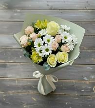 Букет цветов из:  Альстромерии, Розы и Хризантемы в Подгорном