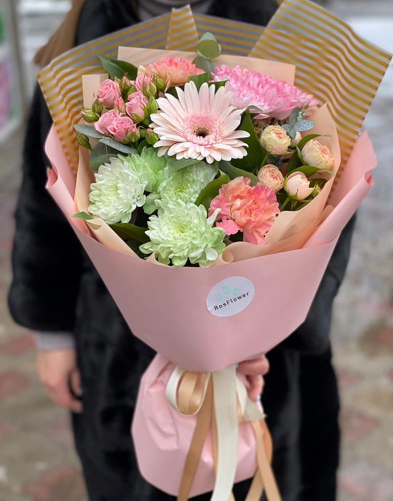 Букет цветов из: Герберы, Хризантемы и Розы в Подгорном