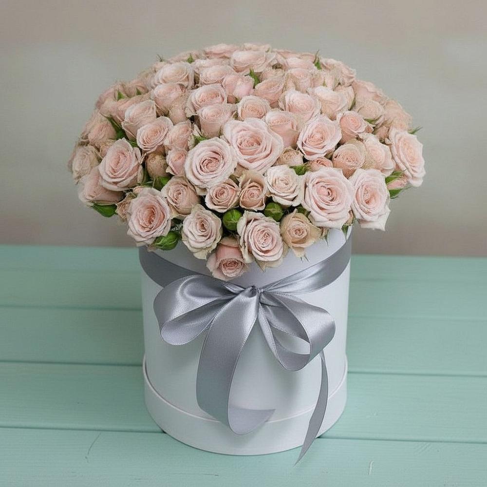 Цветочная композиция из Розы в шляпной коробке в Подгорном